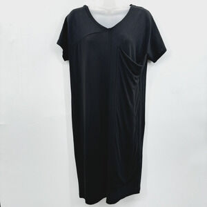 Sundance Linen & Cotton T-Shirt Dress Size XS Black Oversized Beach Mixed Media